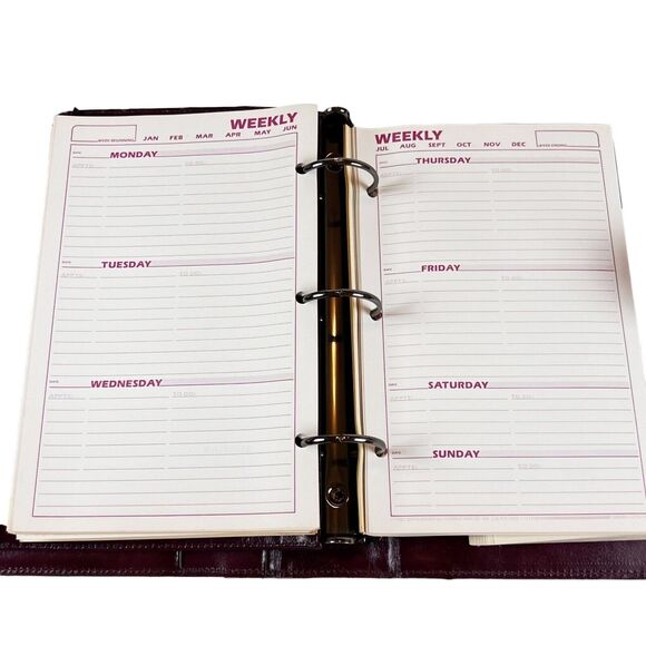 Con Conti Leather 3 Ring Calendar Organizer Binder Zip Pouch Harper House System - Picture 10 of 16